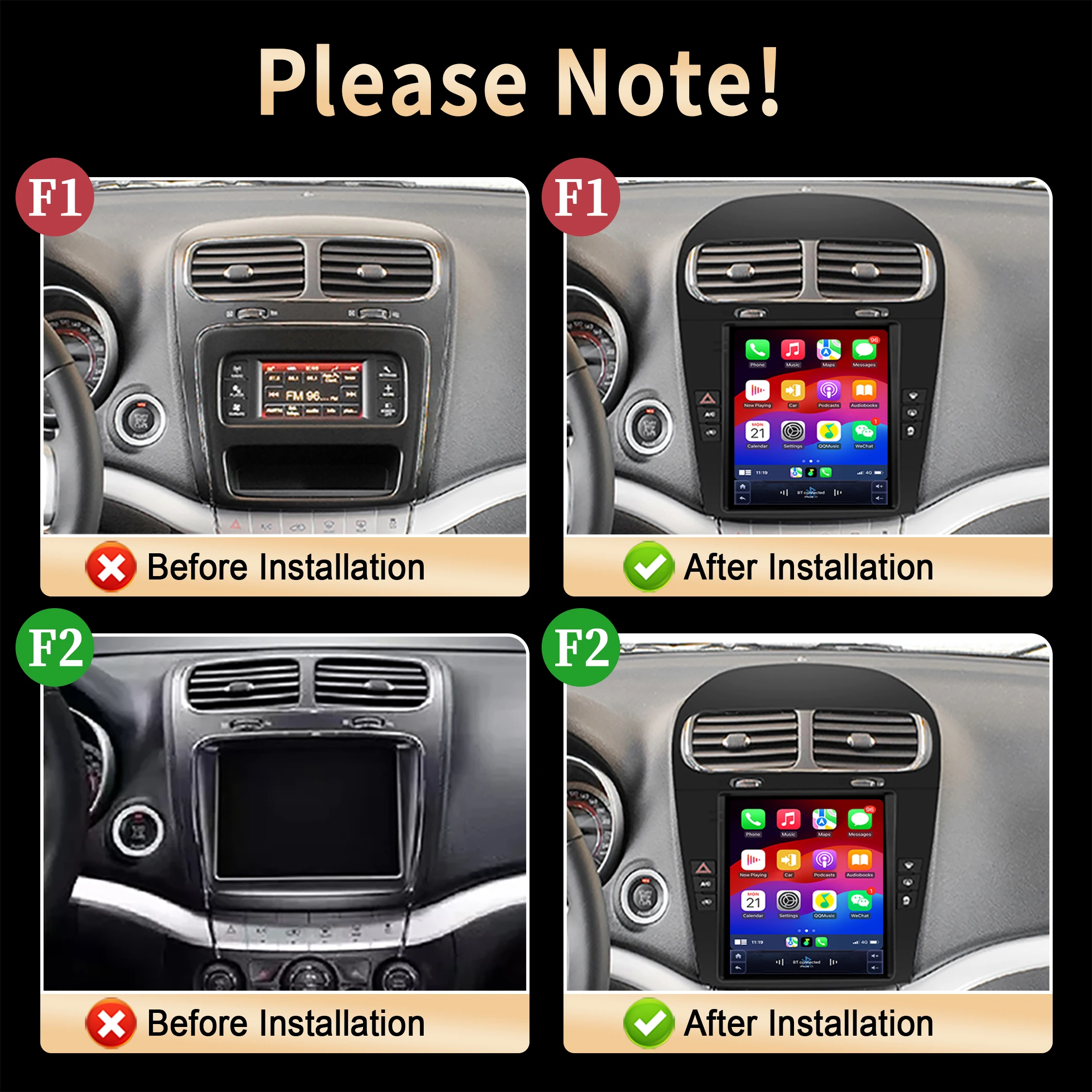 9.7 inch For Dodge Journey Fiat Freemont 2012 2013 2014 Car Radio Multimedia Navigation Wireless BT Carplay QLED Screen