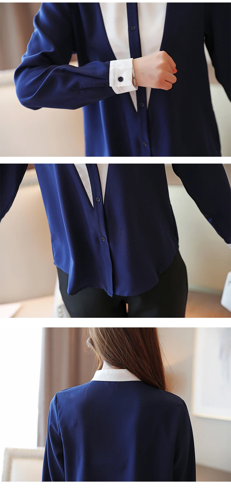 Long Sleeve Chiffon Blouse Shirt Tops Blouse Women Blusas Mujer De Moda 2024 Stand Collar Office Blouse Shirt Blouses Blusa D642