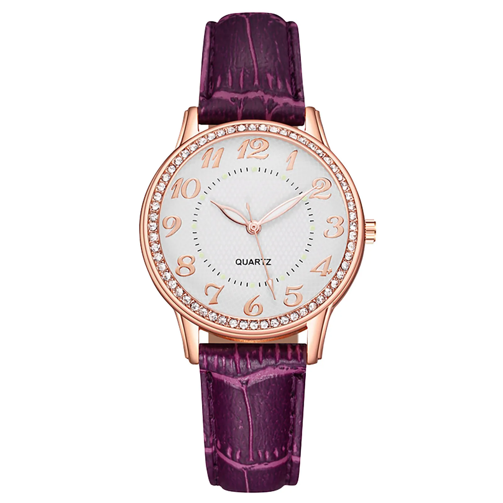 

Diamond Inlaid Luminous Watch Women'S Exquisite Classic Leather Strap Wristwatches Daily Causal All-Match Quartz Watch