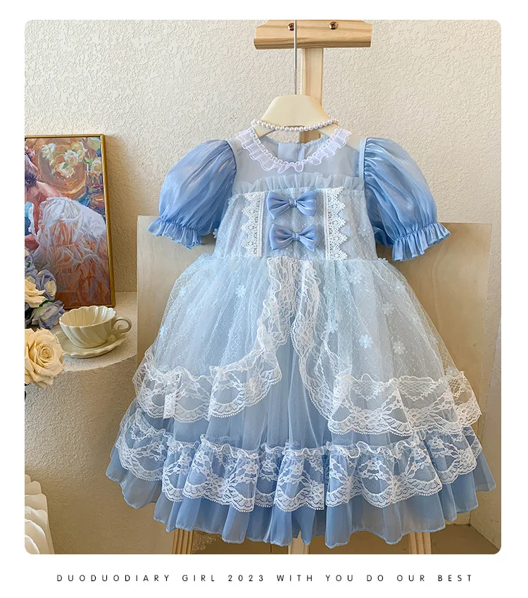 Girls 2024 Summer New Lolita Dress Performance Skirt Fashionable Sweet Cute and Fashionable Girl Baby Princess Dress Cosplay