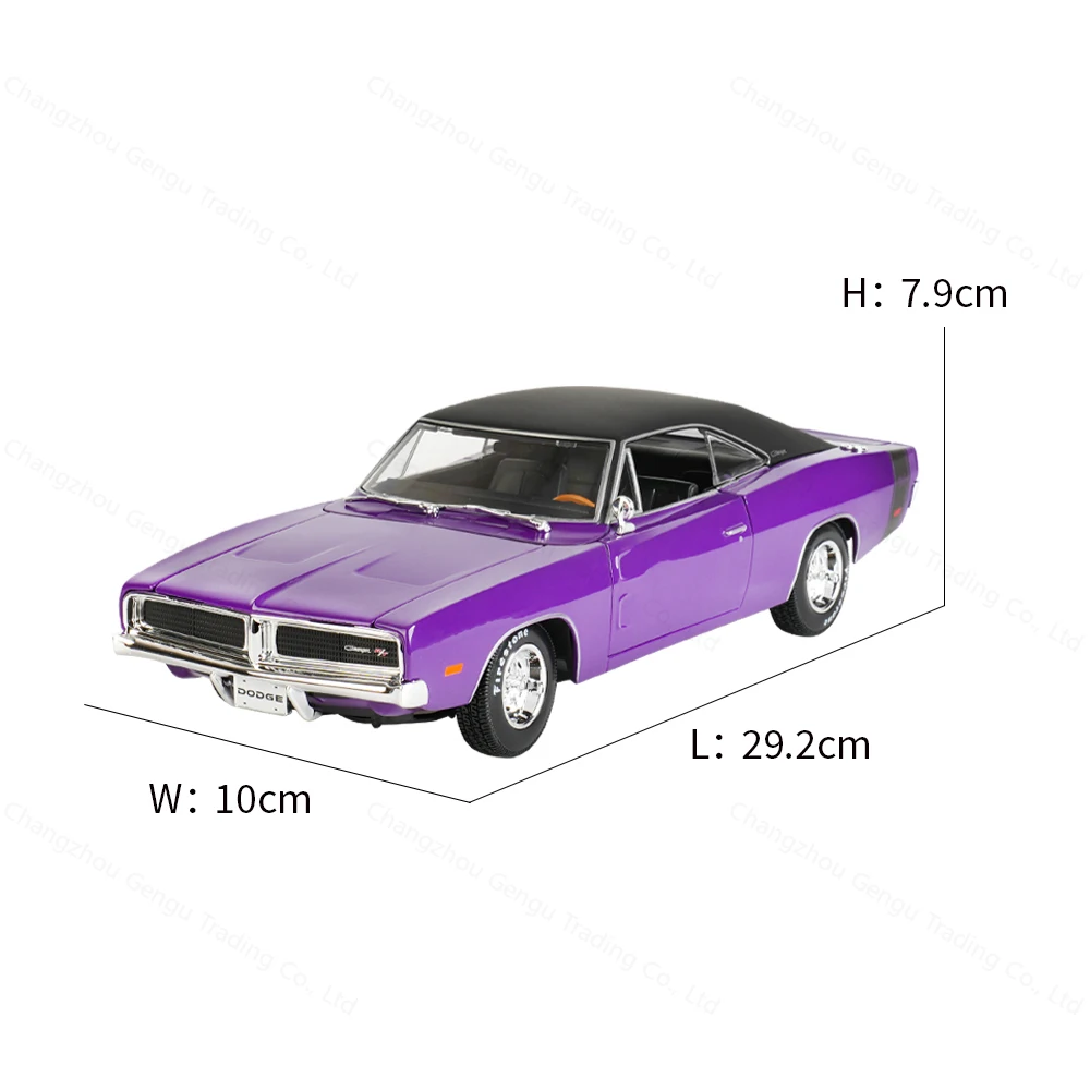 Maisto 1:18 1969 Dodge Charger R/T Orange Sports Car Static Die Cast Vehicles Collectible Model Car Toys