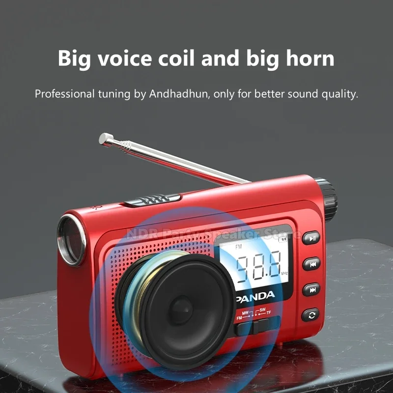 Classical Homeuse Desktop Portable Radio Speaker Pocket Size LCD Display Radio FM,AM,SW Full Band Strong Signal With Flashlight