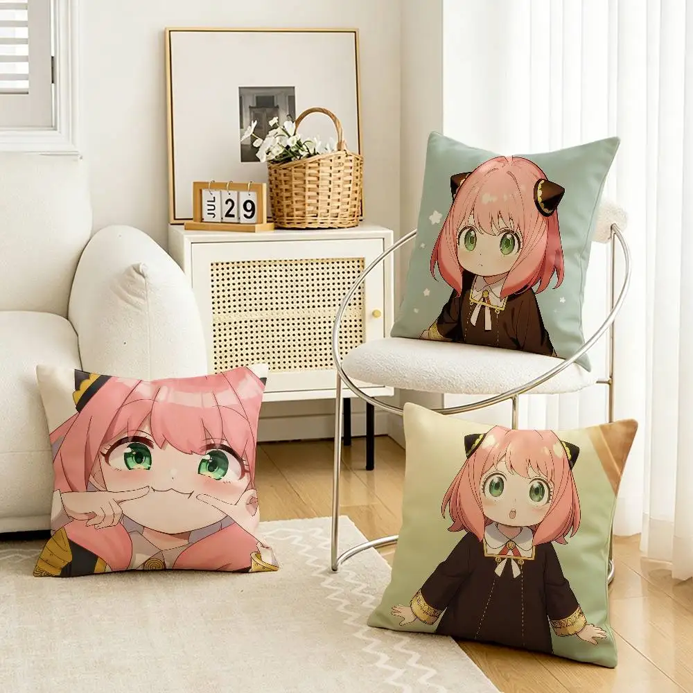 Cute S-Spy-Family Anime A-Anya Custom Double Sided Print Square Pillow Cushion Cover