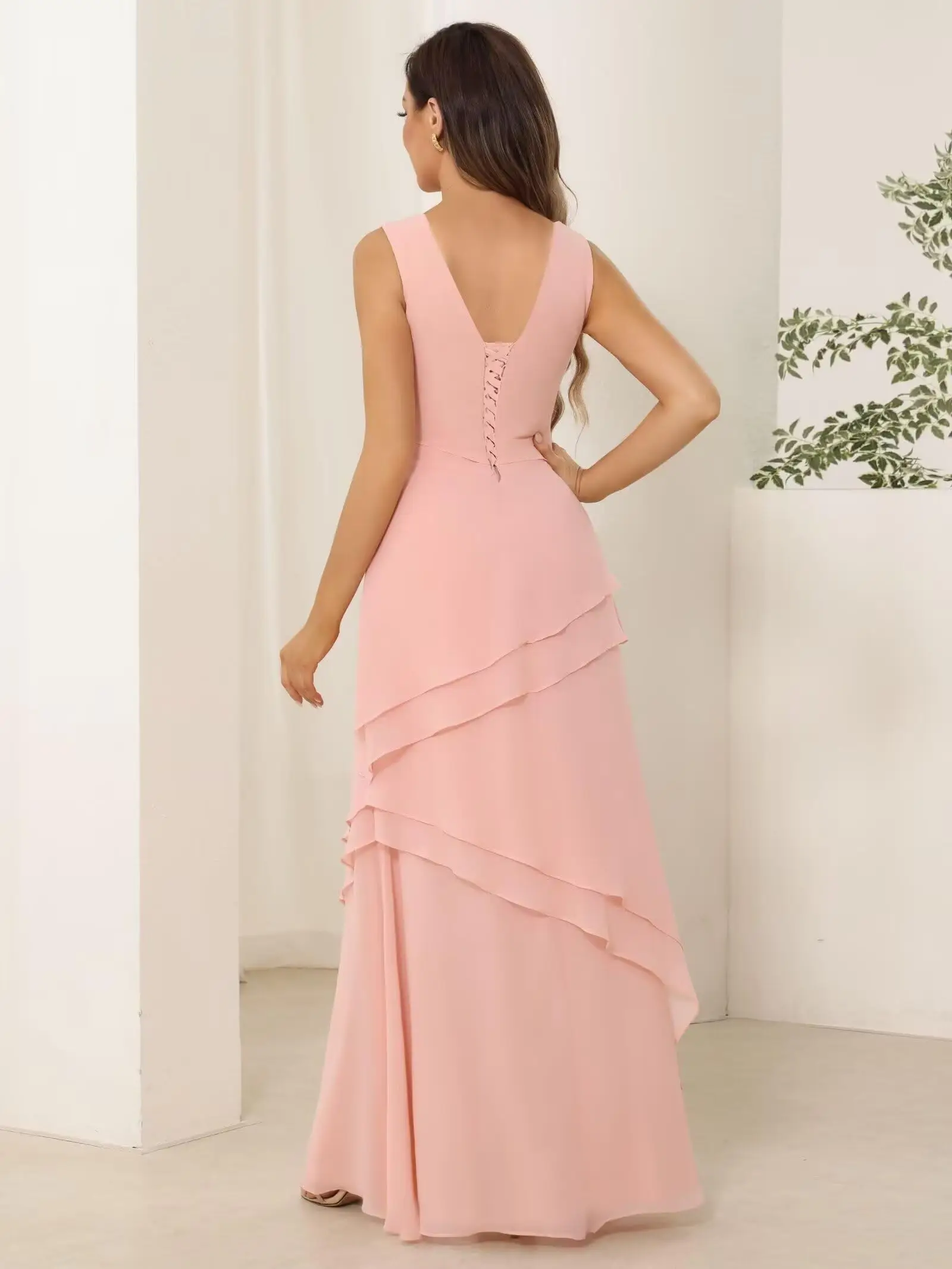 Women's Mother of The Bride Dresses with Jacket Chiffon Ruffles Evening Gowns Long Wedding Party Formal Dress