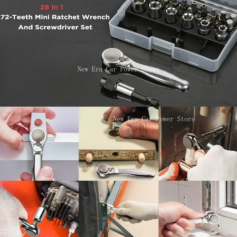 For Positive and Negative Mini Socket Hexagonal 28 in 1, 72 Tooth Ratchet Wrench Screw Set