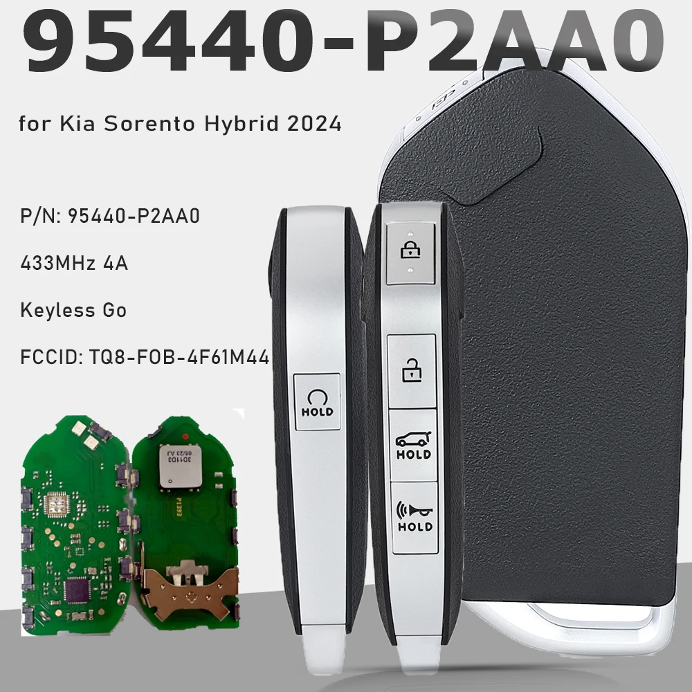 

KEYECU 95440-P2AA0 TQ8-FOB-4F61M44 Smart Remote Key 433MHz 4A 5 Button for KIA Sorento Hybrid 2024