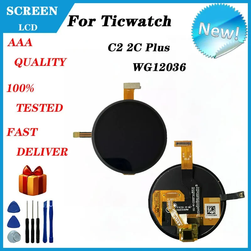 For Ticwatch C2 2C Plus WG12036  LCD Display + Touch, Smart Watch AMOLED Display Replacement And Repair Parts