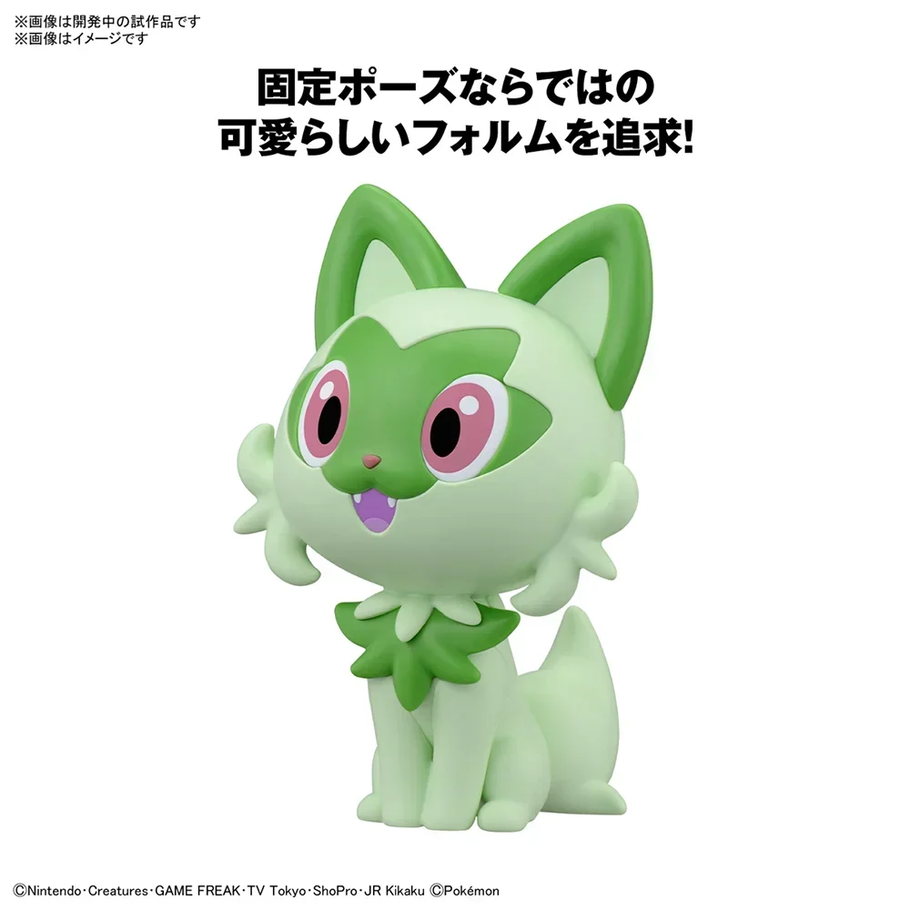 Anime Original Bandai Pokemon Plamo Model Kit Quick 18 Sprigatito Collectible Assembly Figures Model Toys Game Toys Gifts PVC