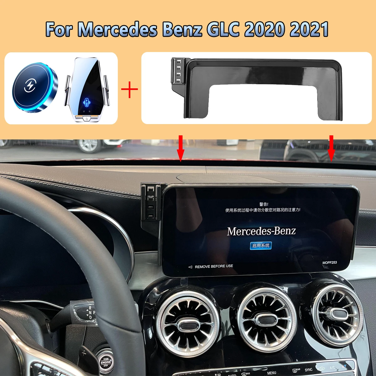 

Car Phone Screen Holder For Mercedes Benz GLC 2020 2021 Magnetic 15W Wireless Charging Car Phone Display For MagSafe Mount Rack