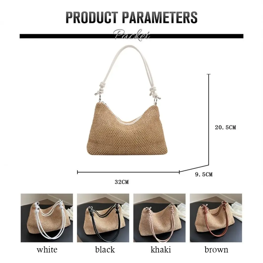 Handmade Braid Straw Bag Large Capacity Summer Beach Shoulder Bag Women Girls Fashion Handbag Rattan Woven Tote Bag for Ladies