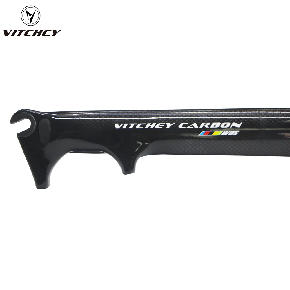 Vitchey WCS 700C Road Bicycle Carbon Fiber Front Fork Disc Brake Hard Fork 28.6 Straight Pipe V Brake  Carbon Front Fork Parts