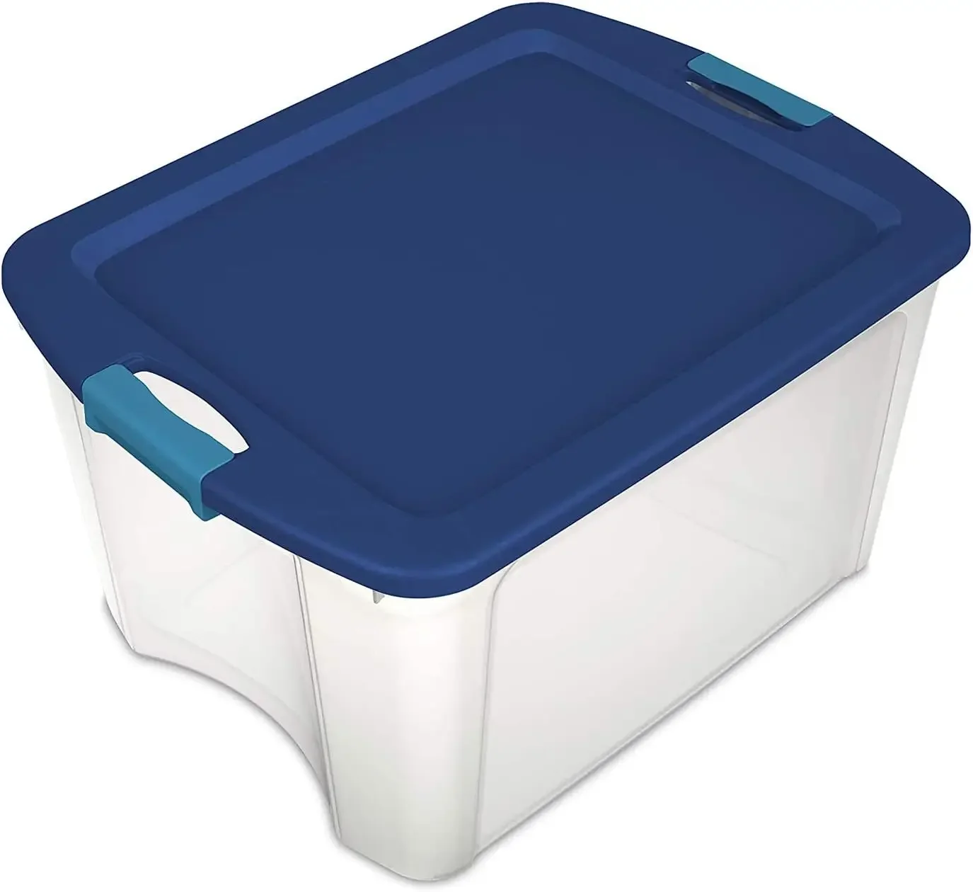 

18 Gal Latch and Carry, Stackable Storage Bin with Latching Lid, Plastic Container to Organize Closets, Clear with Blue Lid