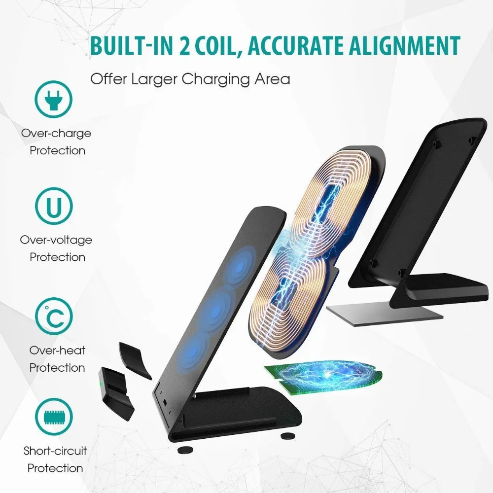 Cargador inalámbrico rápido para Samsung S22 S21, soporte de carga rápida para iPhone 14, 13, 12, 11 Pro Max, XS, XR, X,