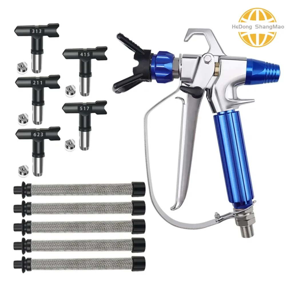 Airless Paint Spraying Gun with Nozzle Guard,5 Airless Paint Sprayer Gun Filter and 5 Spray Tips for Airless Paint Sprayers
