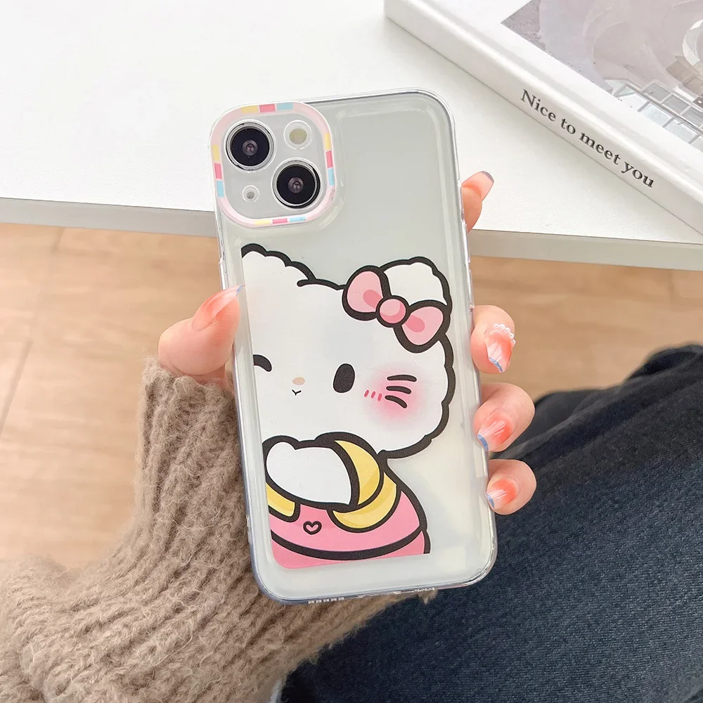 Funda de silicona con dibujos animados para Iphone, carcasa bonita de TPU suave para modelos 14, 13, 12, 11 Pro Max, X, XS, 7, 8 Plus, SE2 y SE3, Pochacco