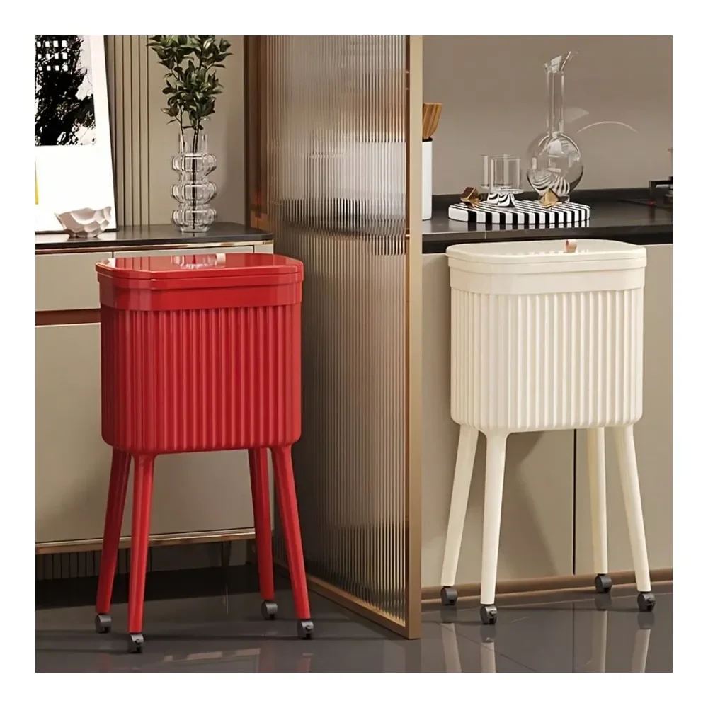 

Premium NoBend Tall Trash Can With Lid Large Capacity Mobile Garbage Can, Luxury Trash Cabinet Storage For Kitchen Bathroom, St