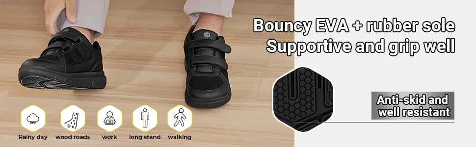 FitVille Diabetikerschuhe für Herren, extra breit, Größe 4E, bequemer Alltagsschuh mit Fußgewölbestütze, zur Linderung von Neuropathie und Schmerzen bei geschwollenen Füßen. – Detail 3