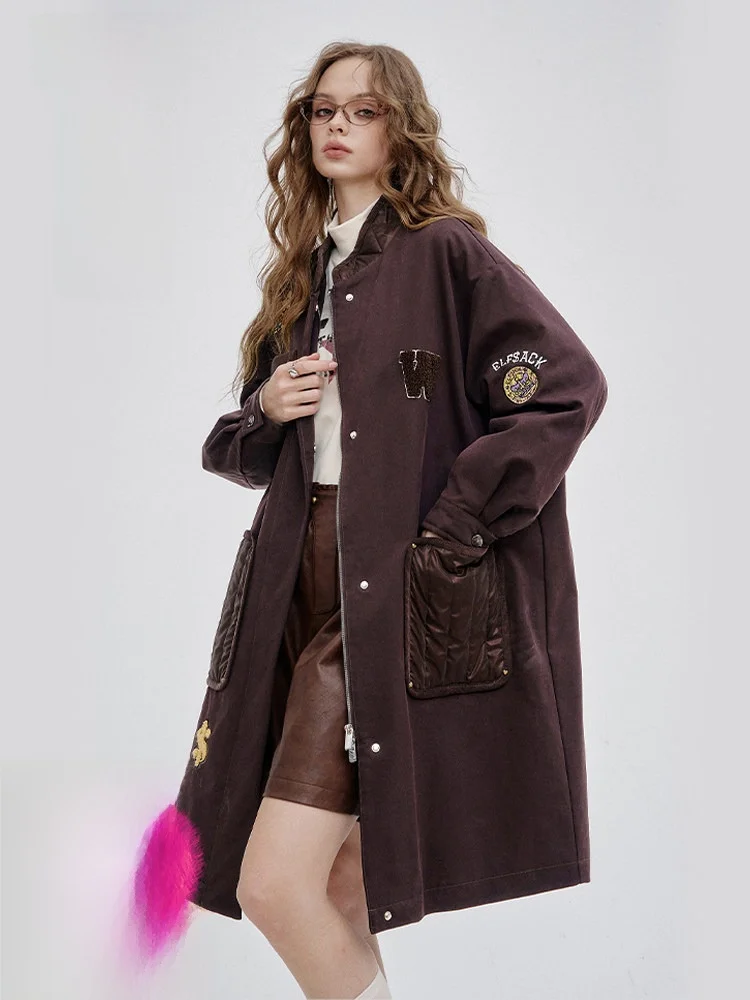 

Длинная хлопковая куртка Elfsa, женская дизайнерская теплая рабочая одежда из полиэфирного волокна, верхняя одежда