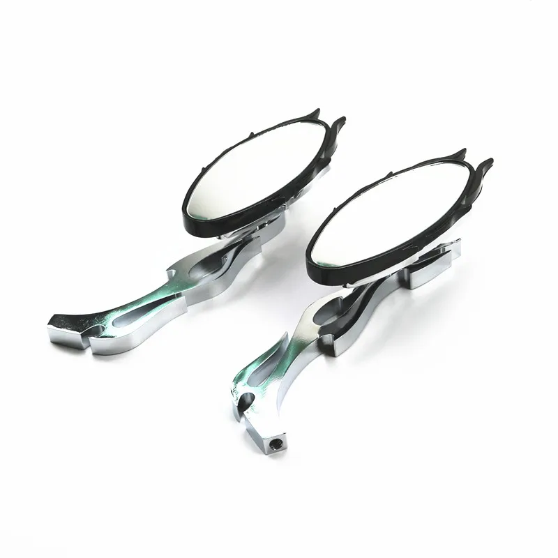 Flame Oval Rear View Side Mirror For harley honda yamaha kawasai Suzuki Cruiser