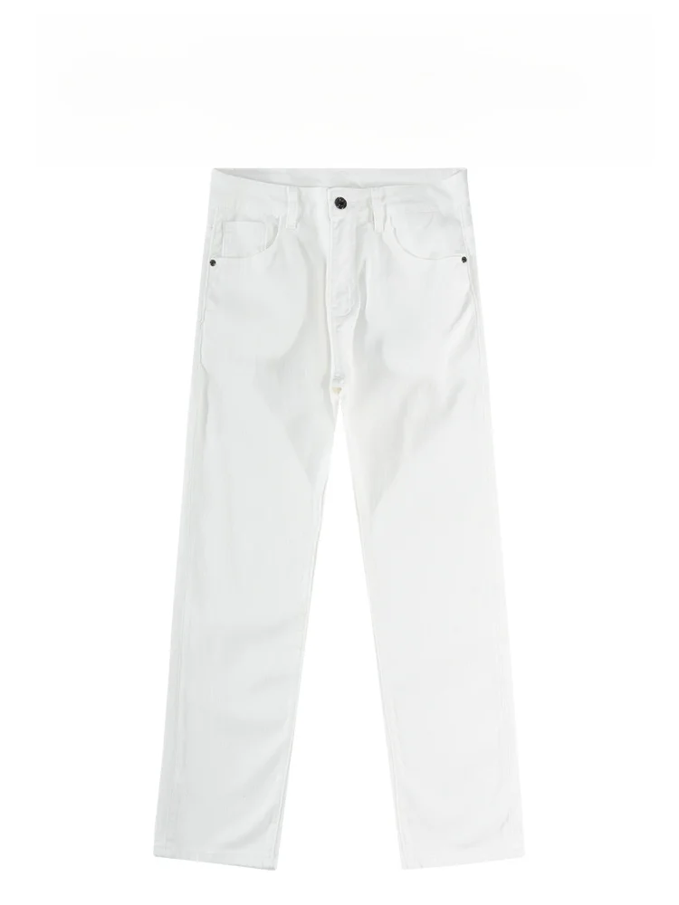 

BAIRBAOLIY Men's Casual Versatile White Jeans Straight Leg Pants Simple High-End Commuting Trendy Brand Long Pants