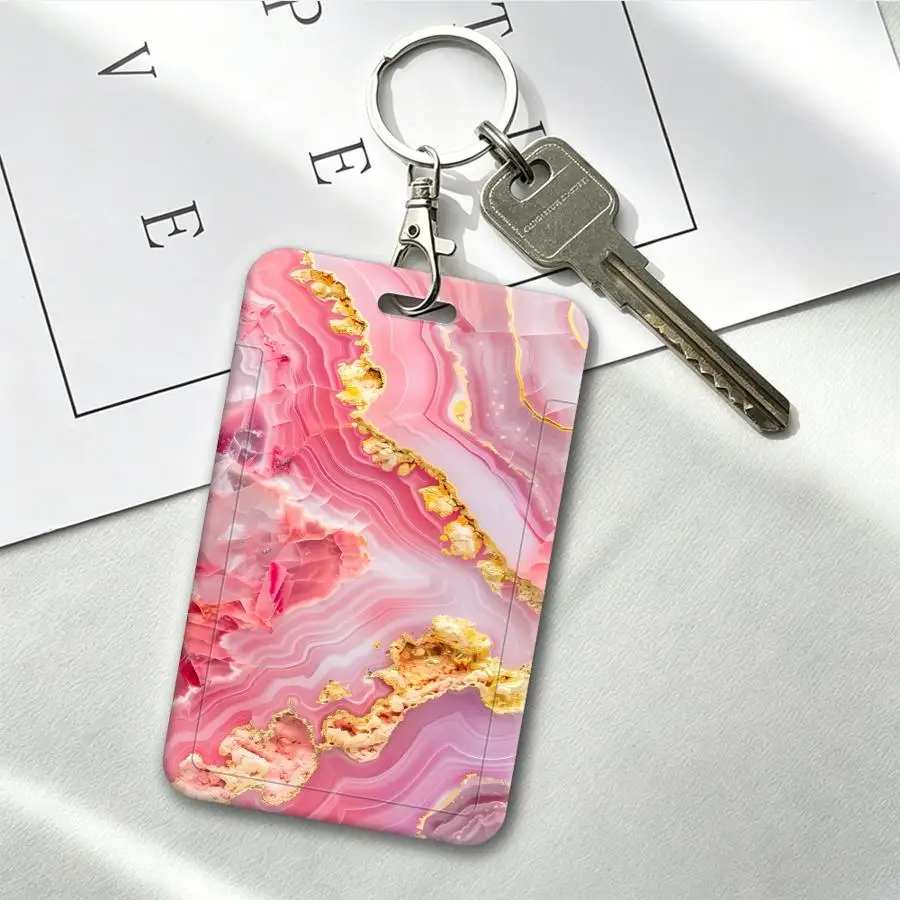 Fashion Cartoon Pink 1Pc Card Holder Retractable Credit Card Holders Holders Child Bus with lanyard Badge Bank ID Cover Case