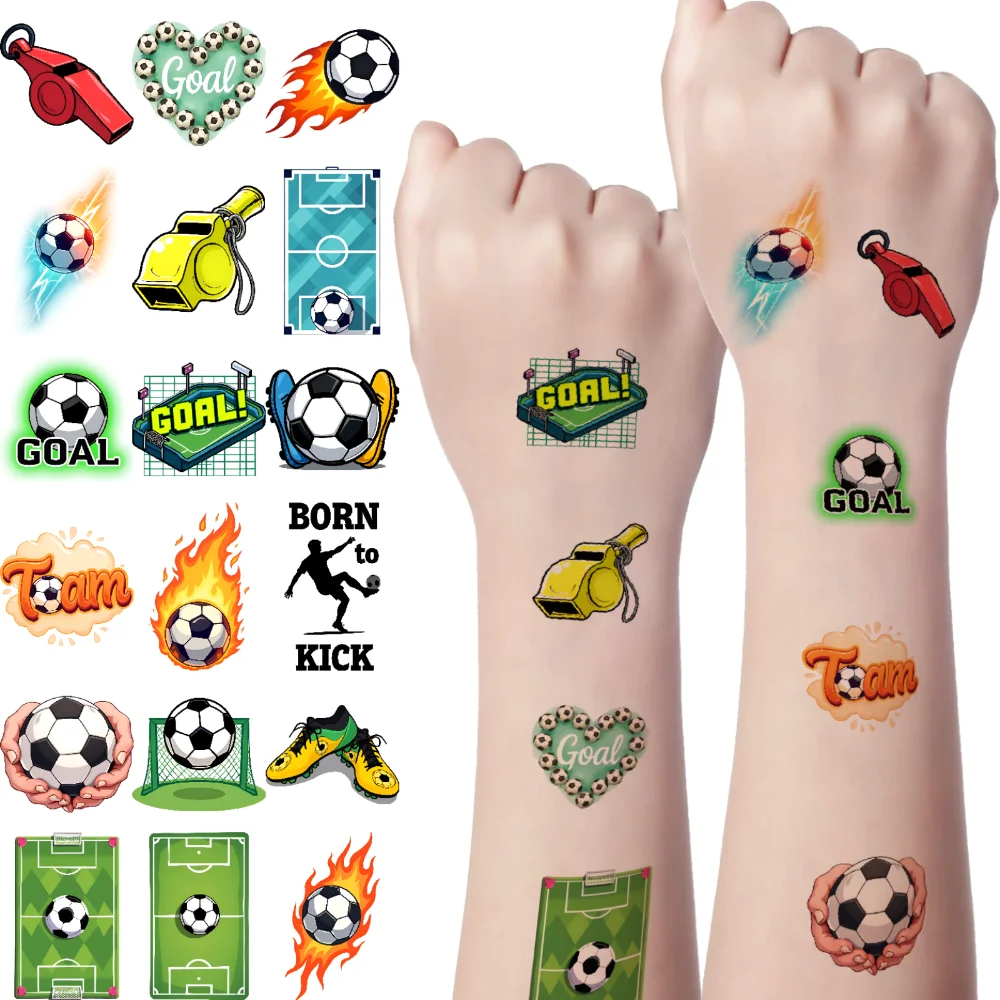 

54pcs Temporary Tattoos for Children Football Soccer Fake Tattoo Sticker Waterproof Tattoo Stickers for Hand Body Arm Party Gift
