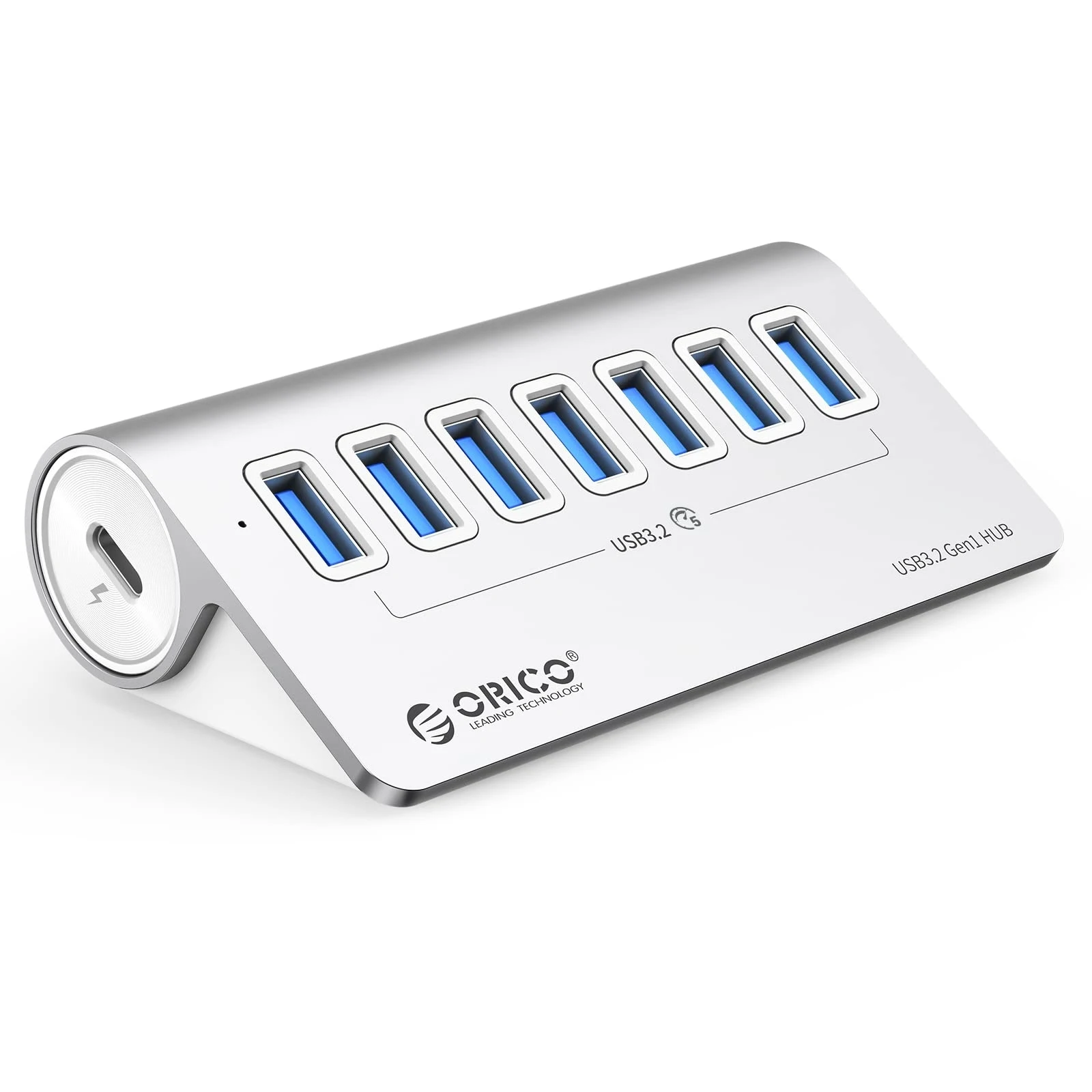 Imagem -02 - Orico M3u7 Liga de Alumínio 7-port Usb 3.2 Gen1 5gbps Hub com 1m 0.5m Cabo Suporte Windows Mac os Linux Concentrador de Dólares