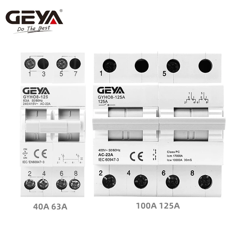 GEYA GYHO8 MTS 63A Manueller Umschaltschalter mit Doppelstromversorgung, Verriegelungs-Schutzschalter, AC-Trennschalter 1P 2P 3P 4P – Detail 2