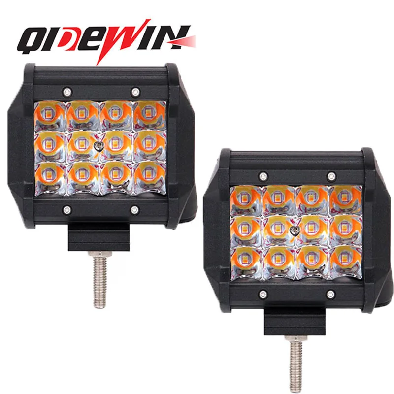 

4-дюймовая светодиодная рабочая фара 36W 12V 24V для автомобиля, белый и янтарный свет, для внедорожников, грузовиков, мотоциклов, фары для бездорожья.