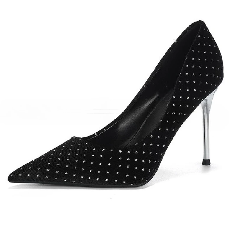 

Rhinestone Pointed Toe Pumps Women Footwear Sexy Thin High Heels Female Shallow Elegant Party Dress Shoes Women Tacones Mujer