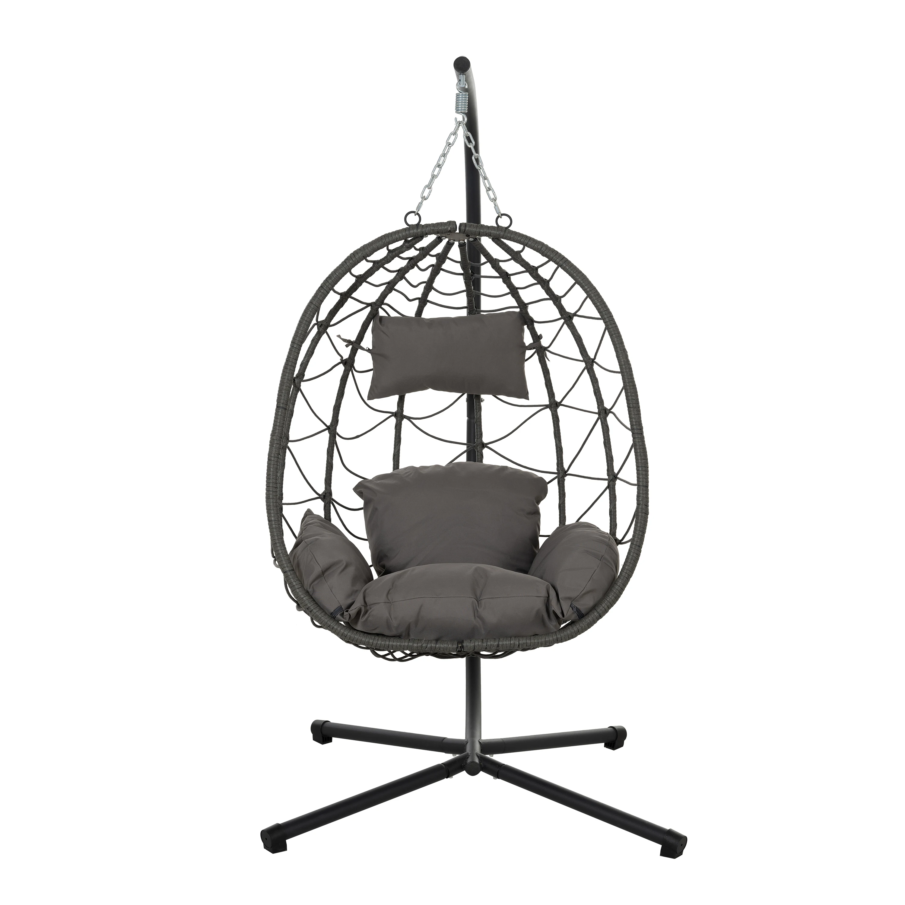 

Egg Chair with Stand Indoor Outdoor Swing Chair Patio Wicker Hanging Basket Chairs with Stand