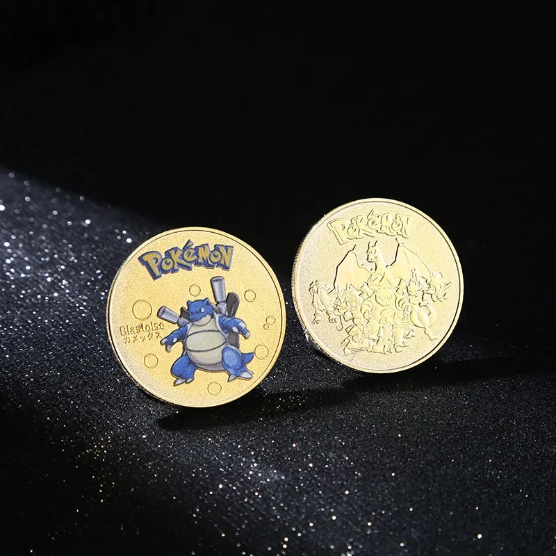 عملات البوكيمون الذهبية المعدنية Mewtwo عملات أنيمي عملة تذكارية Charizard بيكاتشو الذهبي البوكيمون بطاقات عملة معدنية مستديرة اللعب