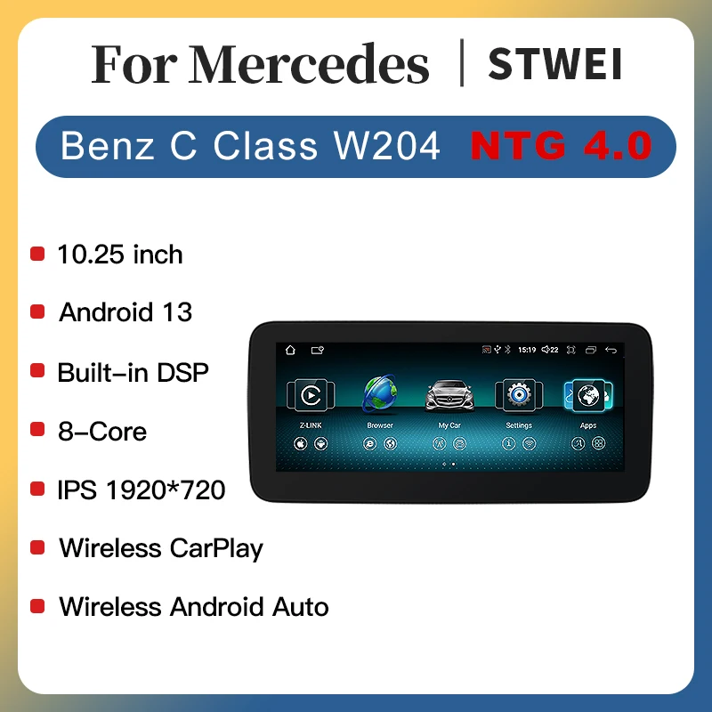 

Android 8Core 1920X720 для Mercedes Benz C Class W204 S204 NTG4.0 Беспроводной CarPlay АВТО Автомобильные мультимедийные плееры GPS-навигация BT