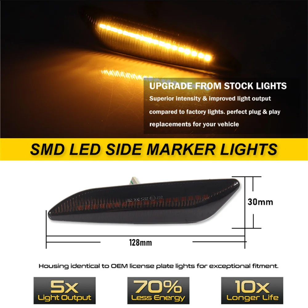 ديناميكية العنبر LED الجانب الأمامي ماركر بدوره أضواء الإشارة ل ألفا روميو 156 لشركة فيات إيجيا لانسيا يبسيلون لكرايسلر يبسيلون