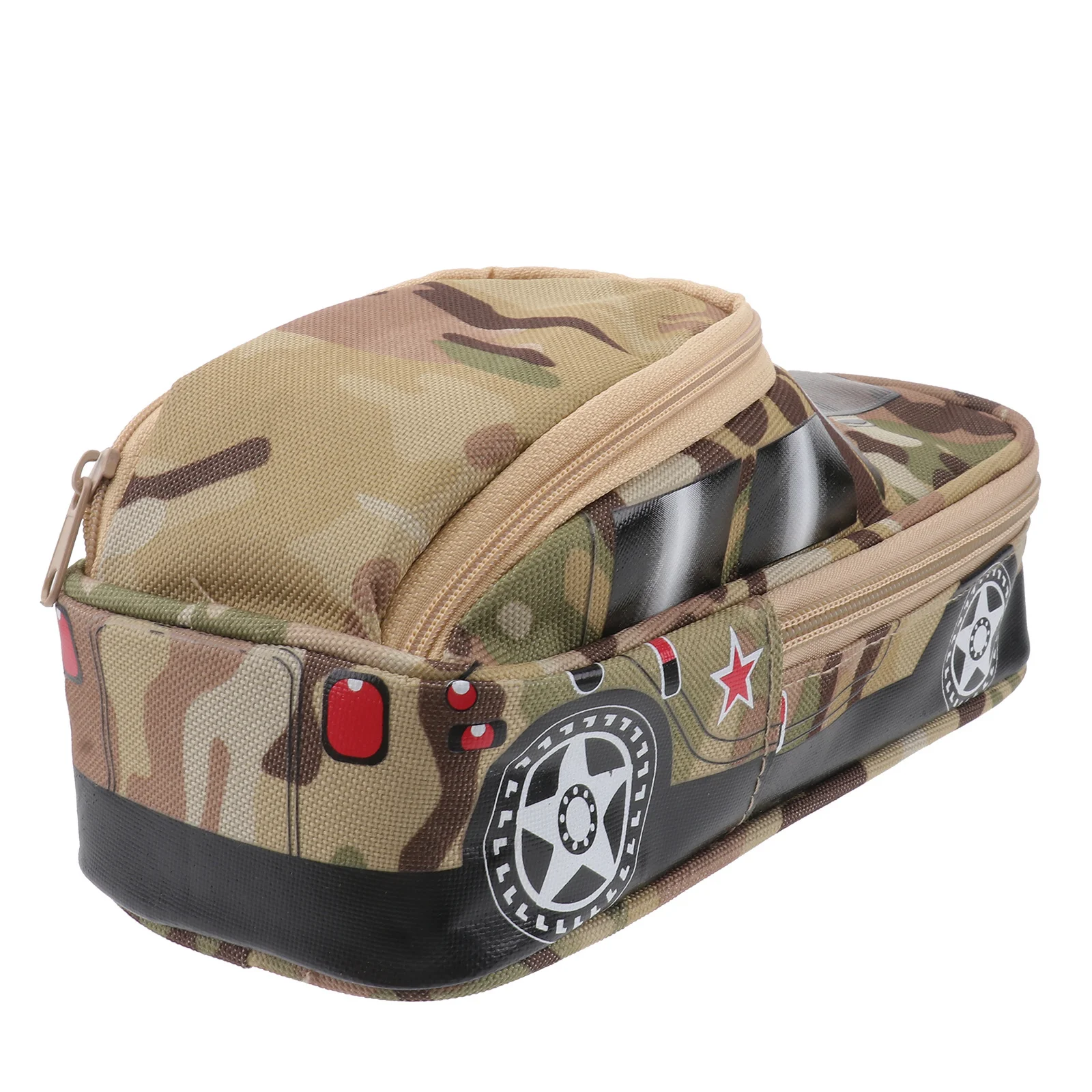 Pencil Case Large Capacity Yellow Off-Road Vehicle Pattern Nylon Stationery Organizer Password Lock for Kids