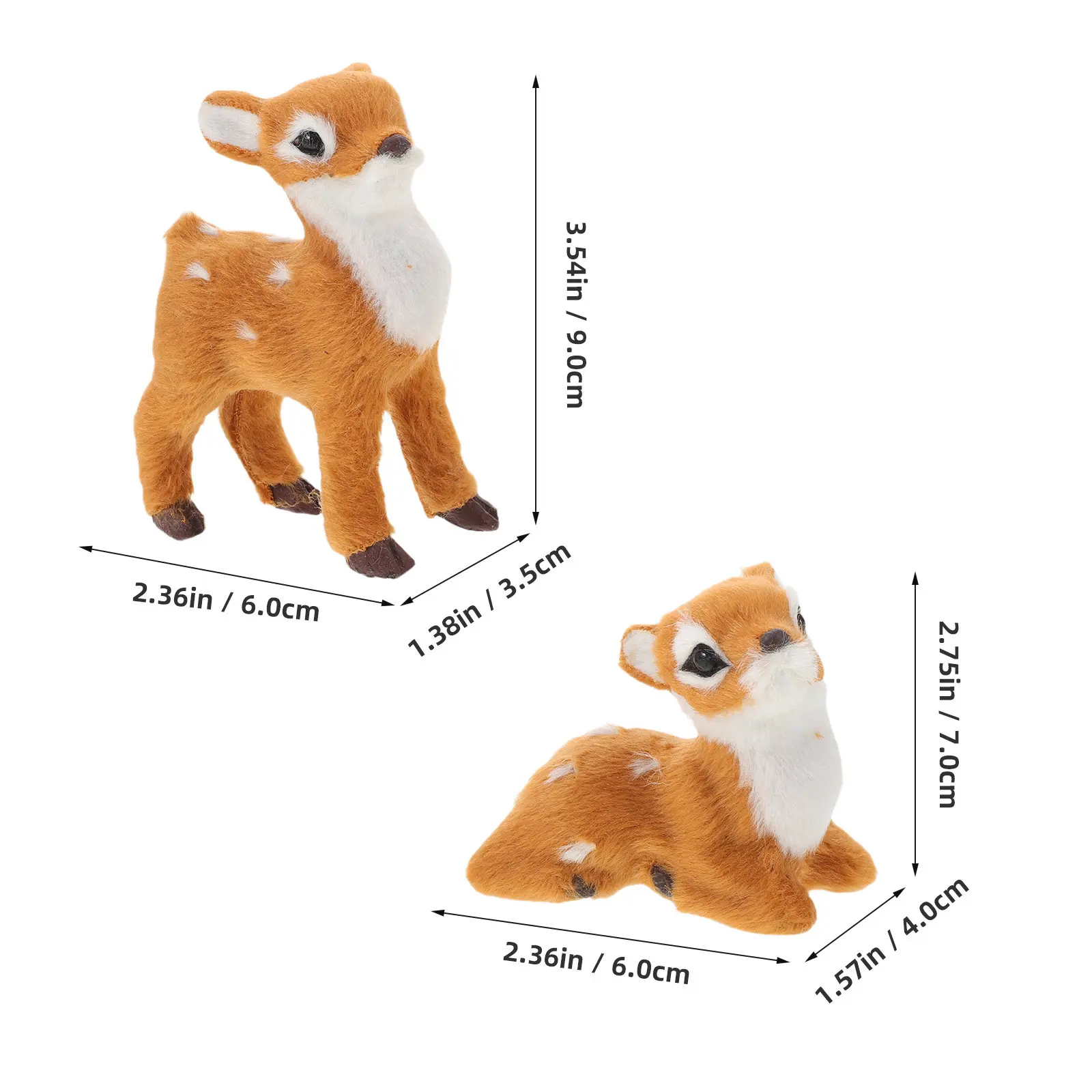 2Pcs Realistic Sika Deer Stuffed Animal Soft for Kids Bedroom Decoration Christmas Reindeer Tabletop Holiday Display