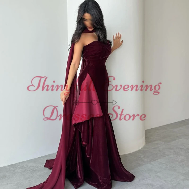 Thinyfull-Robe de Soirée en Velours Sans Bretelles pour Femme, Tenue de Bal de Forme Sirène, Sexy, Arabie Saoudite, Cocktail, Tout Personnalisé