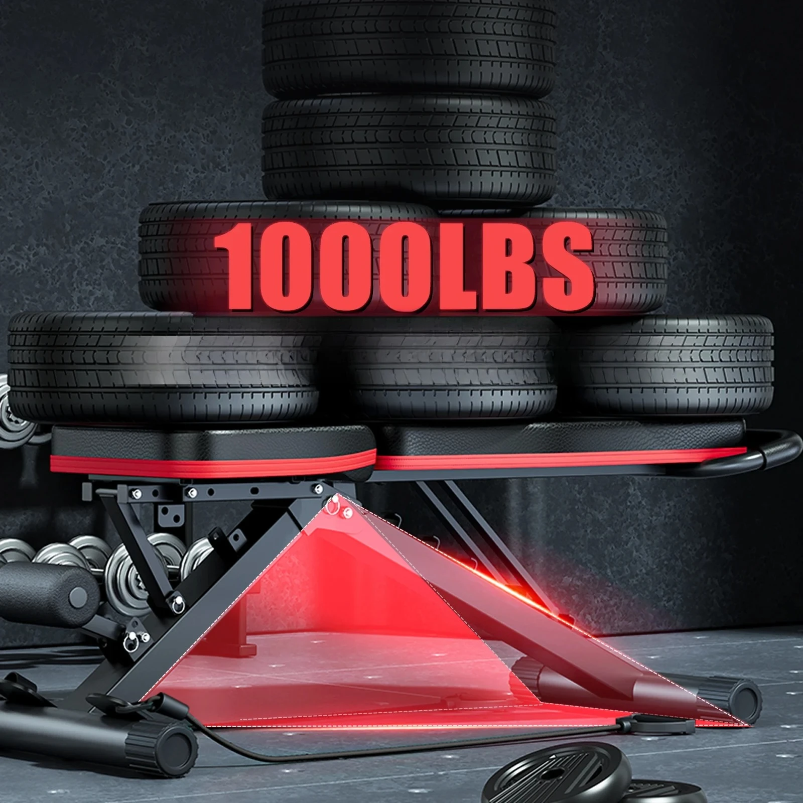 14-in-1 Foldable Dumbbell Bench Weight Pre-Assembled Multi-Functional 1000 lbs 6 Adjustable Levels for Full Body Workout