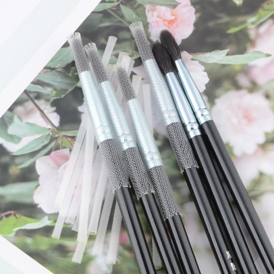 50 個 0.5 センチメートル化粧ブラシ保護ネットカバープラスチック白シースメッシュ化粧ツールペンカバープロテクター弾性