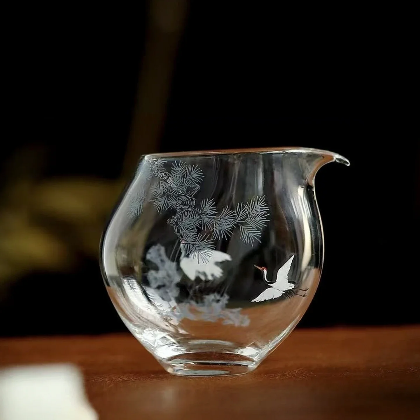 Cranes Glass Fair Cup Cha Hai Kung Fu Tea Transperent Tea Sea Teaware Tea Ceremony Utensil Lily Deng's Store