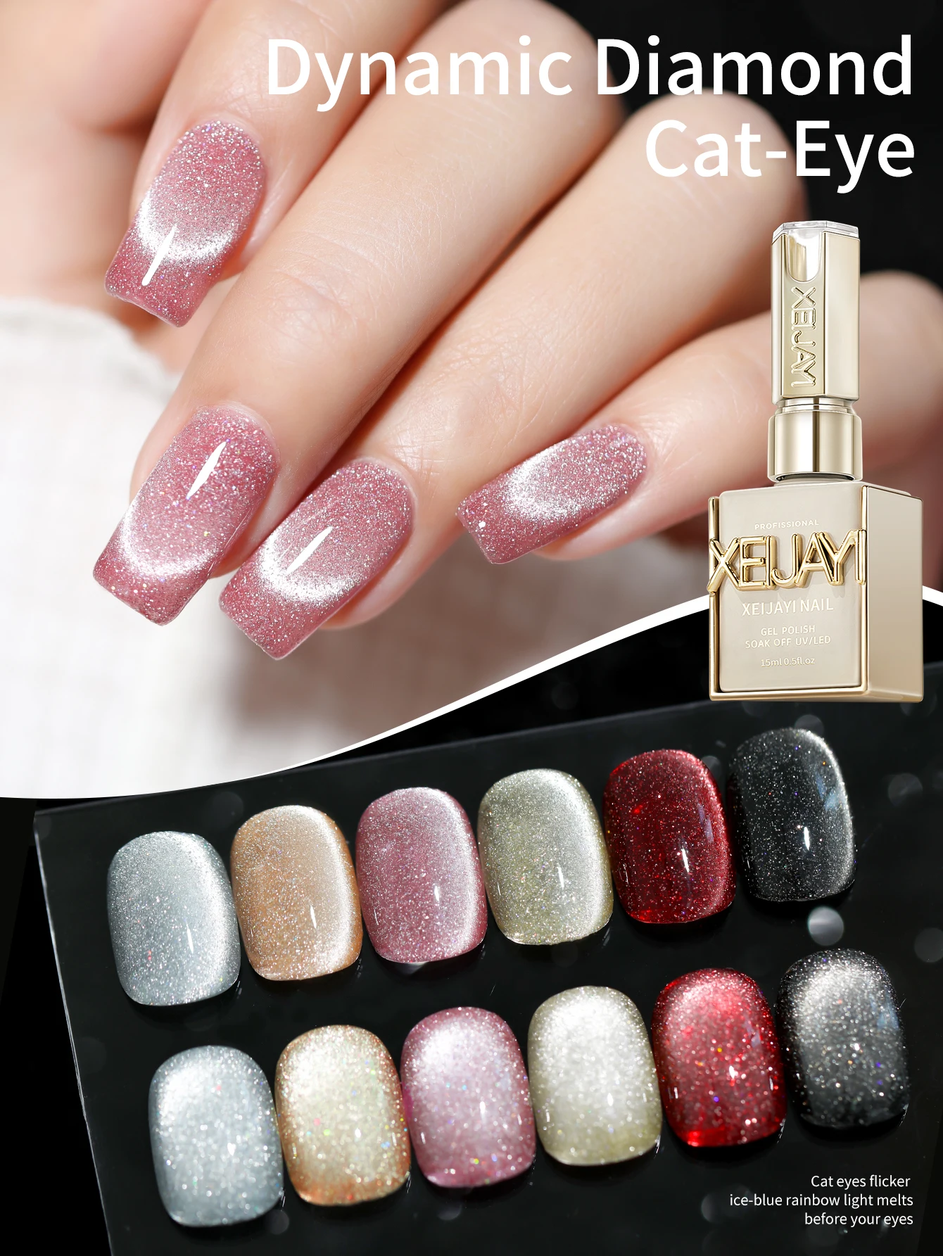 

XEIJAYI 6 шт. 15 мл набор гель-лаков для ногтей «кошачий глаз», полуперманентный дизайн ногтей, замачиваемый УФ-светодиодный маникюрный салон, гель для маникюрного салона «сделай сам»