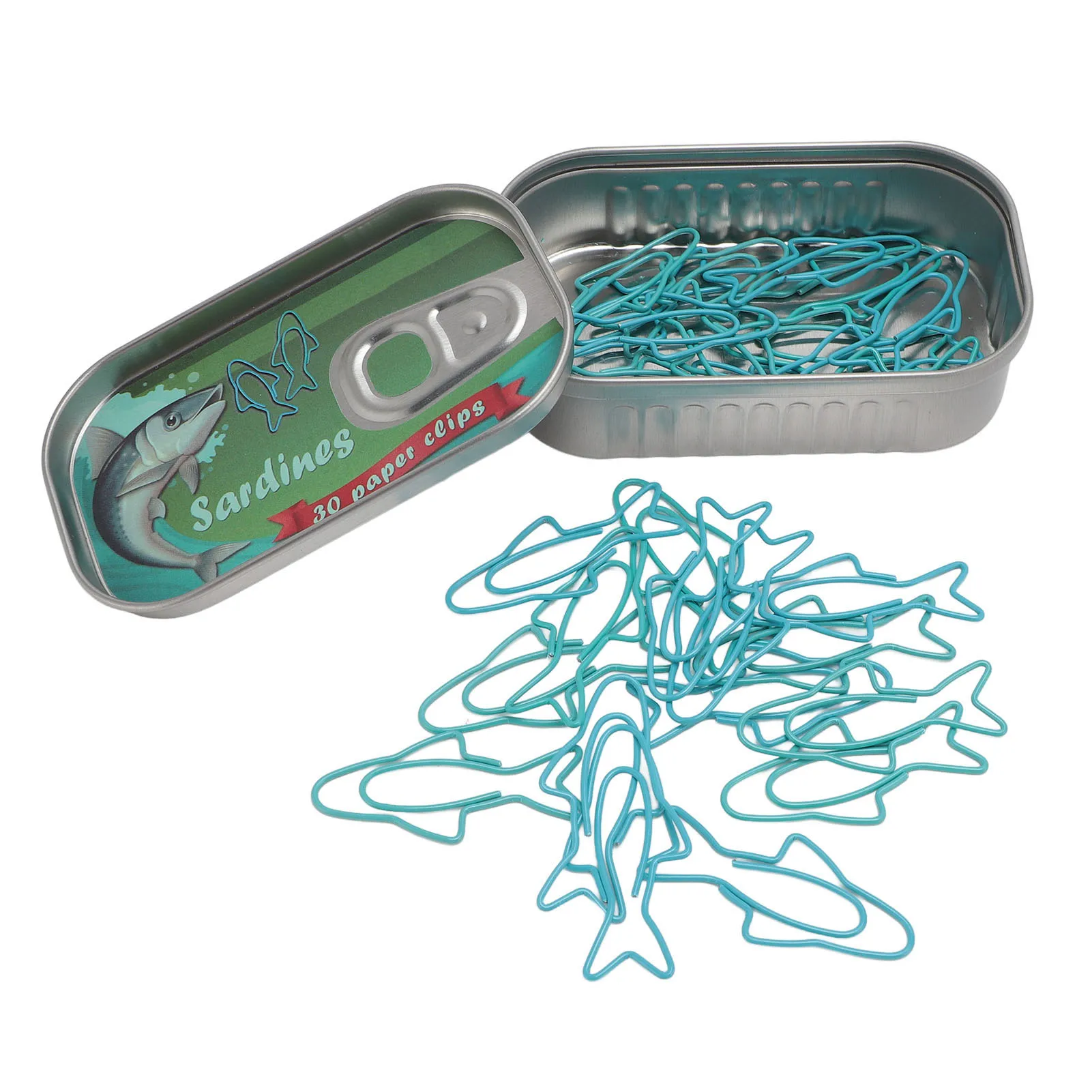 30Pcs Gifts Decorative Fish Shaped Paper Clips Metal Mixed Bookmark Clips With Tin Storage Box Memo Clips Journaling Supplies