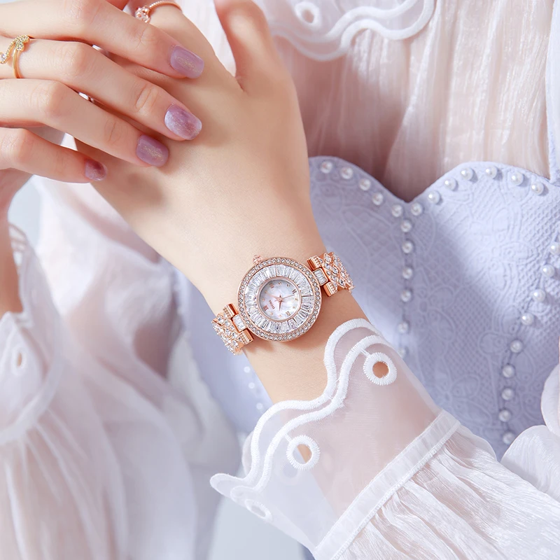 DOM-reloj de cuarzo redondo para mujer, cronógrafo de pulsera con puntero de cristal, resistente al agua, elegante, a la moda, de lujo, regalo, 1375