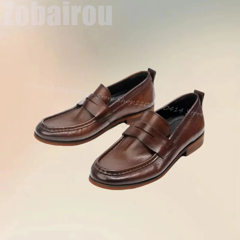 Mocasines de cuero mate con diseño de costura para hombre, zapatos informales sin cordones, hechos a mano, lujosos, para fiesta y oficina, color marrón y negro