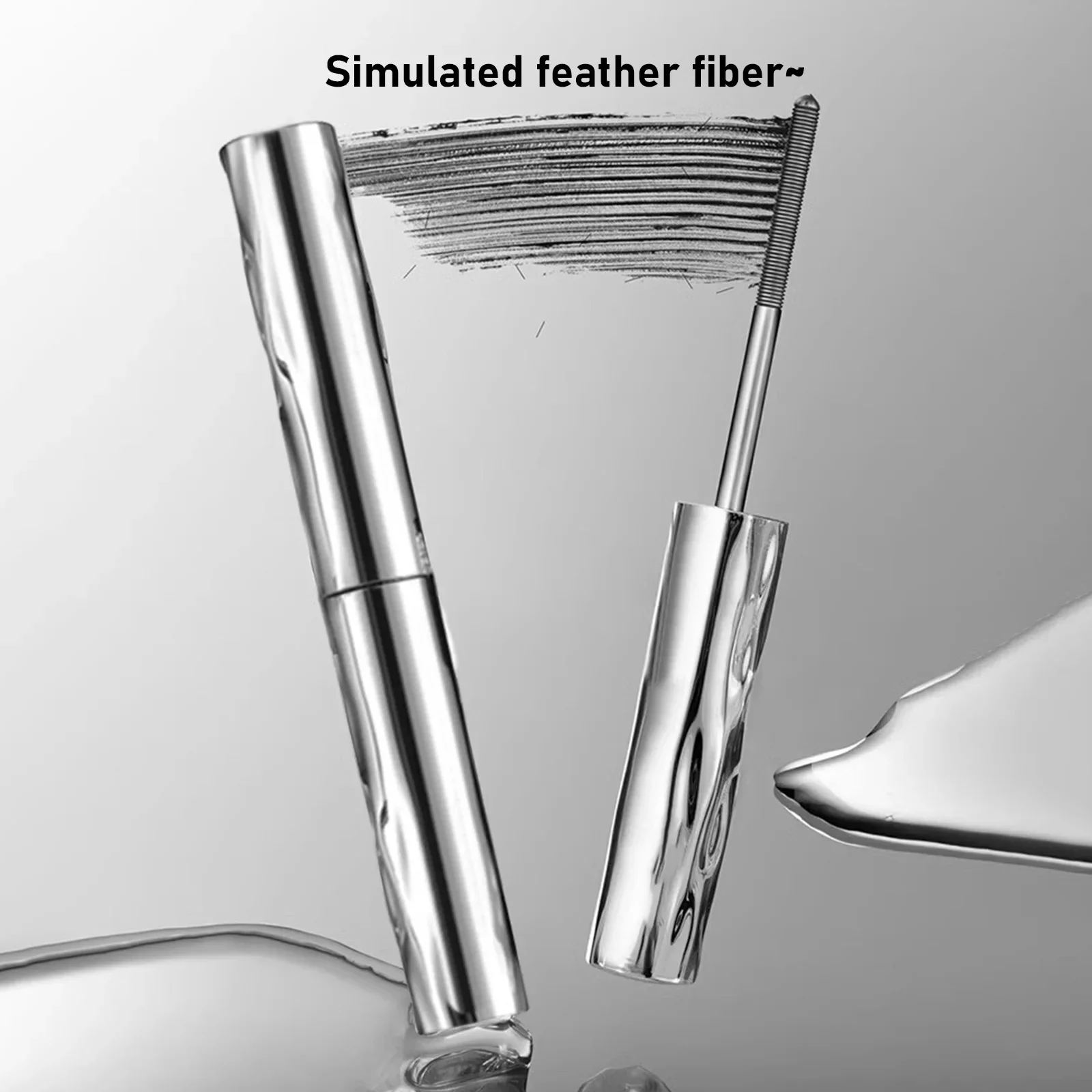 Waterdichte metalen buismascara Zwarte zijdevezel Lang krullend Niet-klontende wimperextensions Spiraalmake-up voor ogen