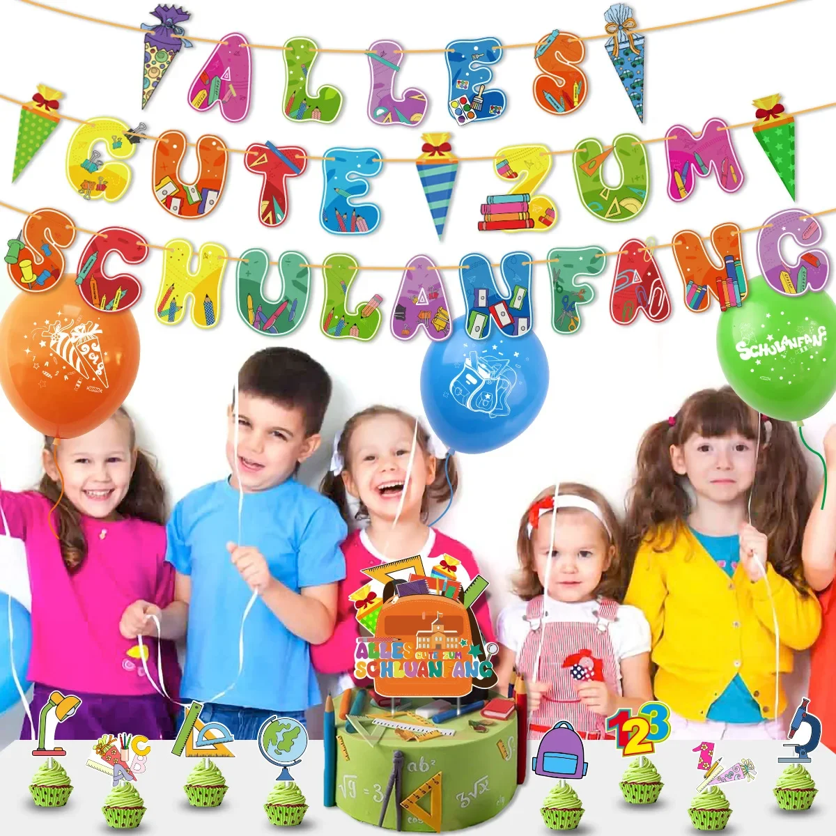 Deutsch zurück zur Schule Party Dekoration Banner Kuchen Topper Cupcake Topper Ballon Party Dekoration alles gute zum Schul anfang