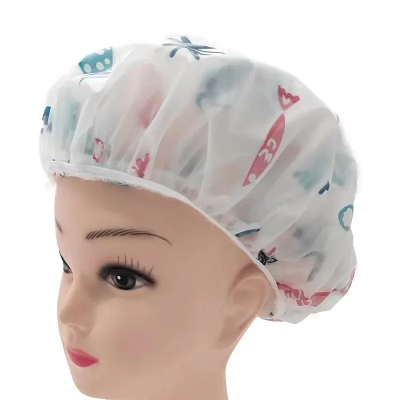 5pcs Waterproof Shower Cap WOMEN\'S Household Bathing Anti-oil Smoke Hair Care Shower Cap Dry Hair Cap