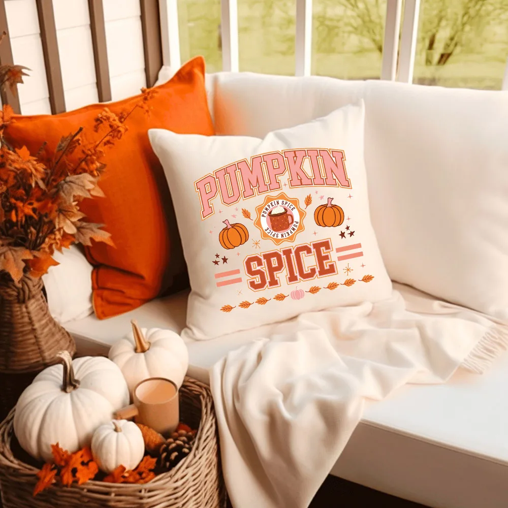 Fall Couch Pillow cover  Cushion cover Pumpkin Spice and Everything Nice Fall Home Decor Boho Autumn Pillow Fall Flowers Cushion