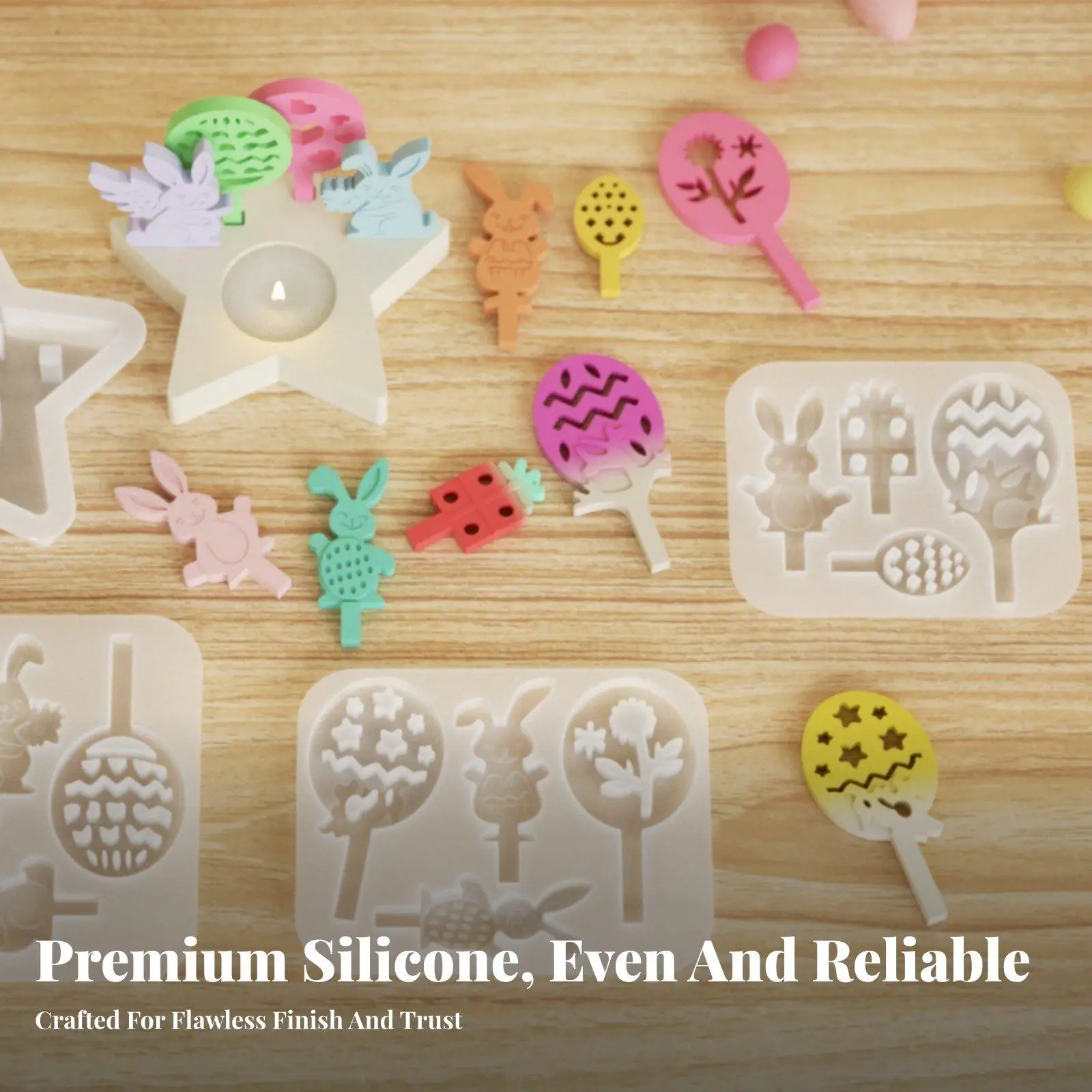 Silicone Candle Mold for Easter Bunny Egg Resin Casting DIY Plaster Clay Craft Mold for Festive Home Decor Centerpiece Ornament - view 2