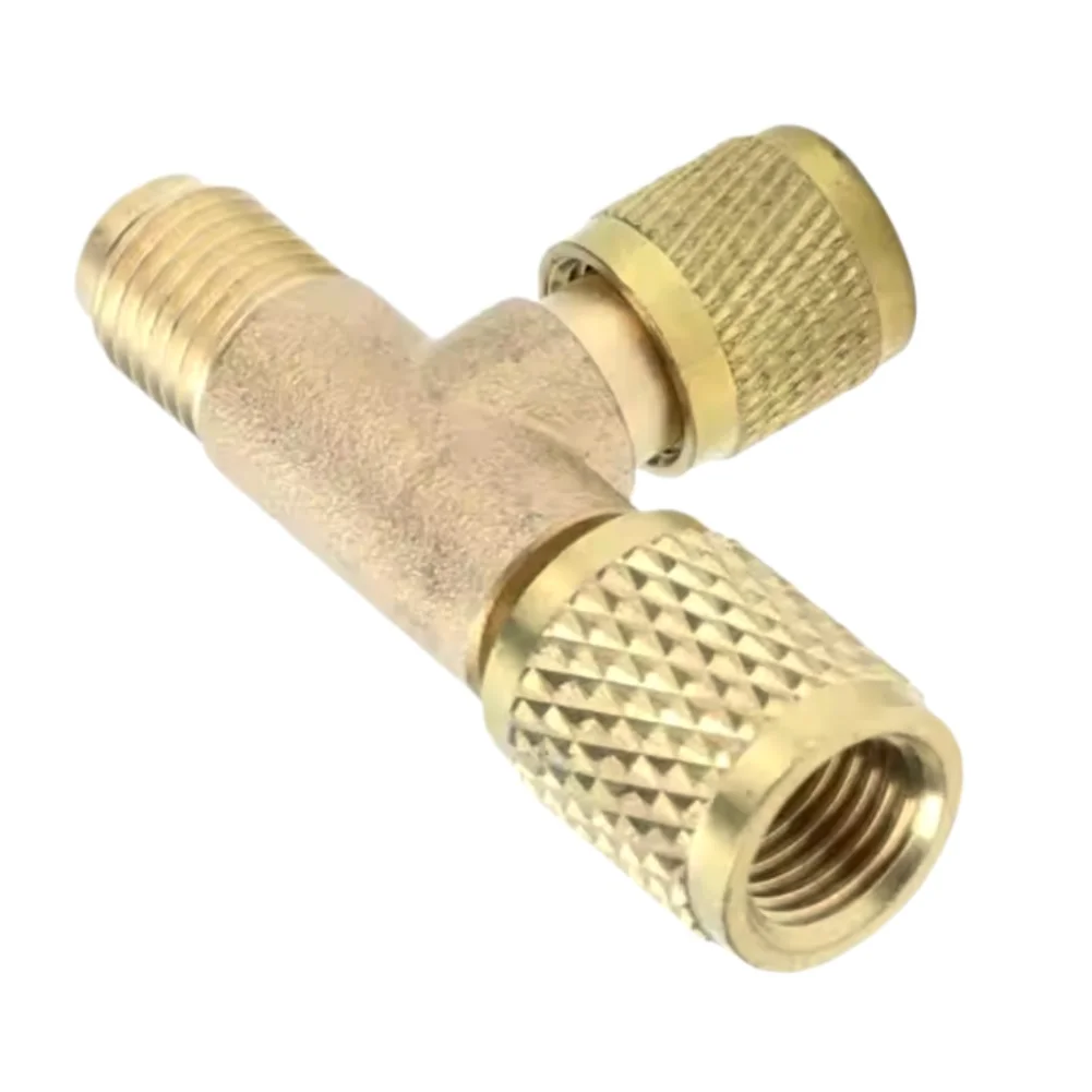 R22 R12 R134 Compatible Copper Adapter Valve for HVAC Applications 1/4 SAE Flare Three Way Pressure Gauge Fitting